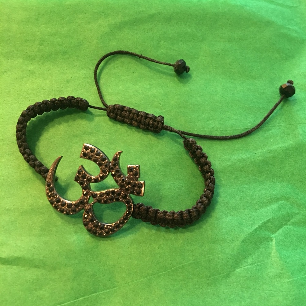 Ohm black woven adjustable bracelet